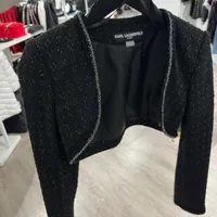 [S] KARL LAGERFELD TWEED JACKET SET,BLACK/SILVER, LD4HTF06-BSV [FINAL SALE] (SKL1160)