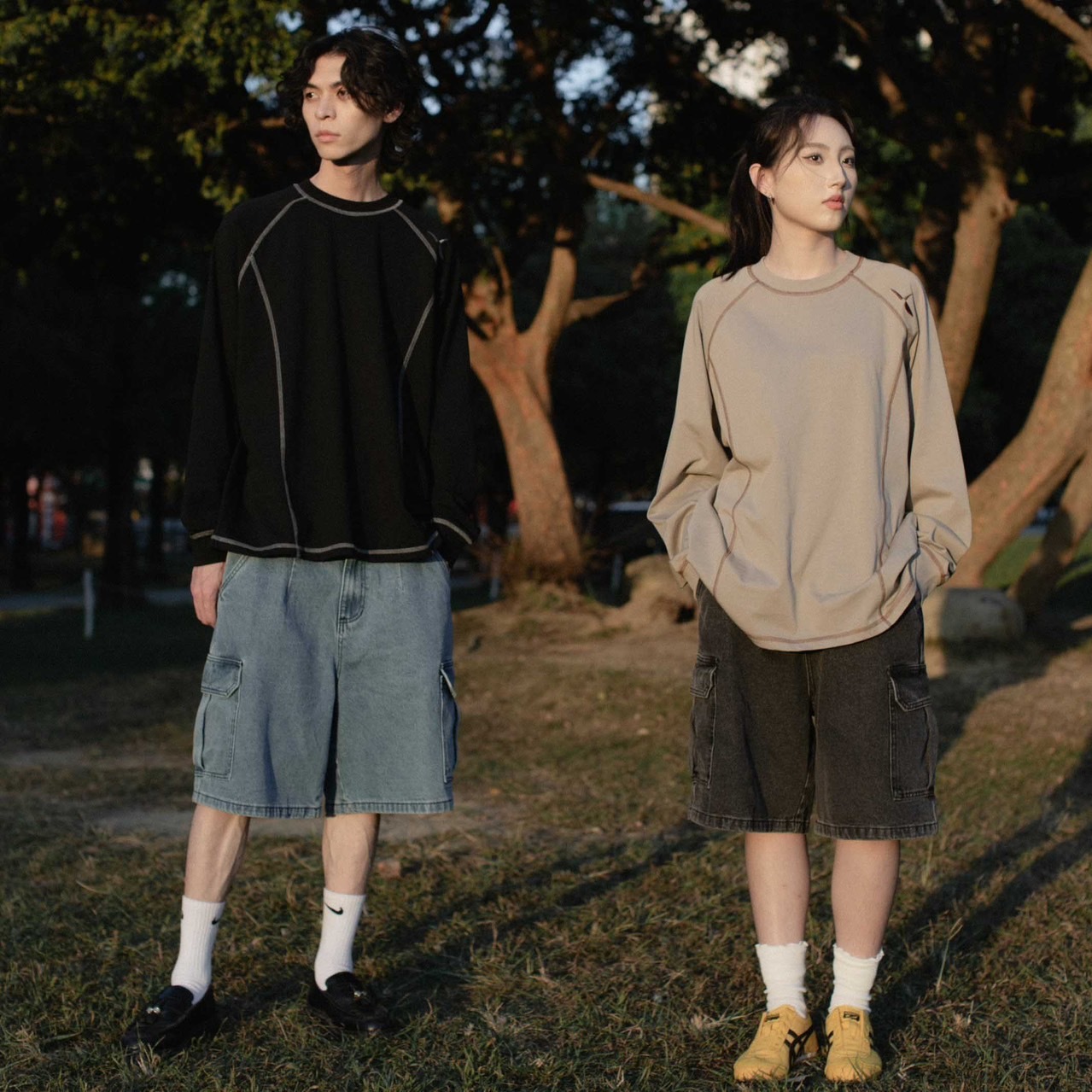QUEST FLATLOCK STITCH LS TEE 反車線長TEE 2色