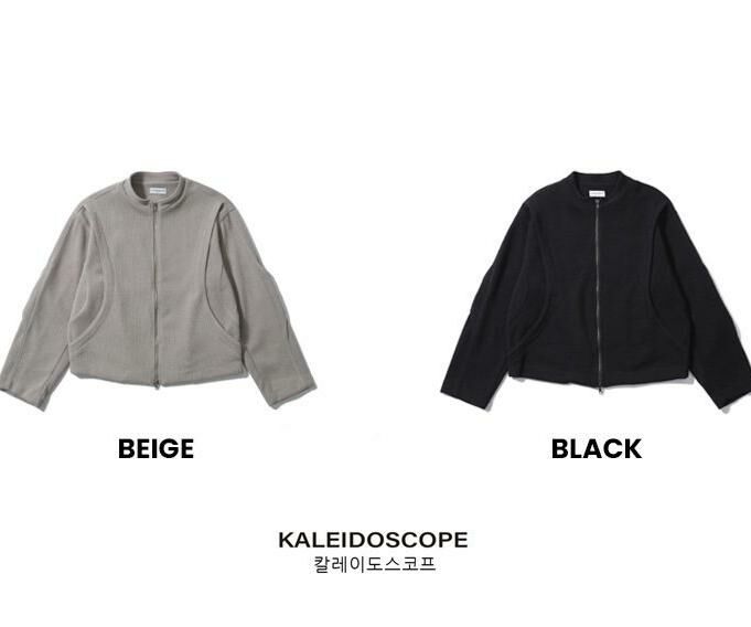 圓領暗直紋拉鍊外套 kds-012JK