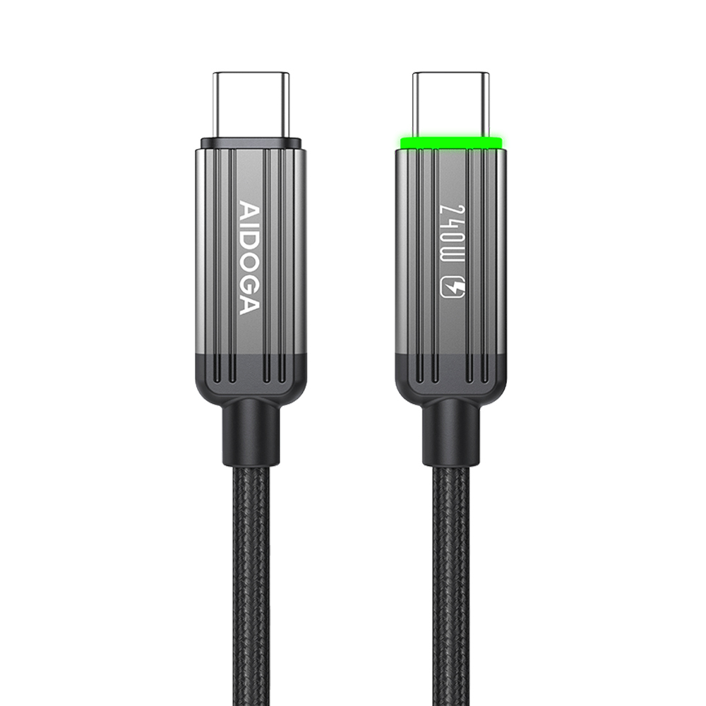 AIDOGA 艾迪伽 240W Type-C TO Type-C PD充電線傳輸線快充線 LED 鋼鐵系列 1.2M