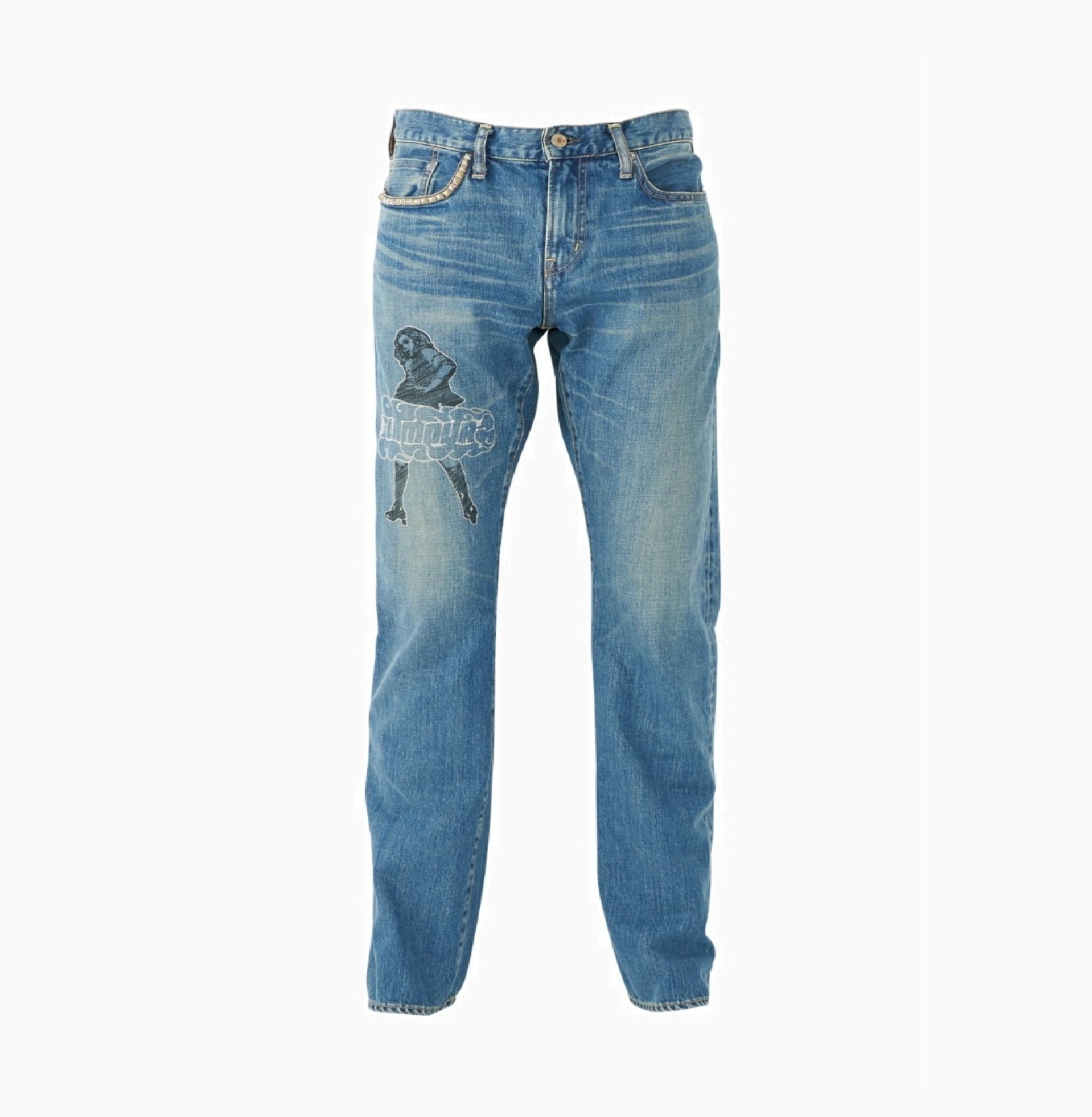 HYSTERIC GLAMOUR VIXEN GIRL EMBROIDERY SLIM STRIGHT JEANS - INDIGO PRE ORDER ITEM (預訂中)