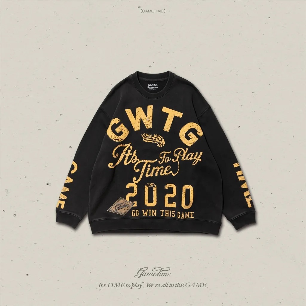 GAMETIME 2024 Fall & Winter Washed Typography Sweatshirt
