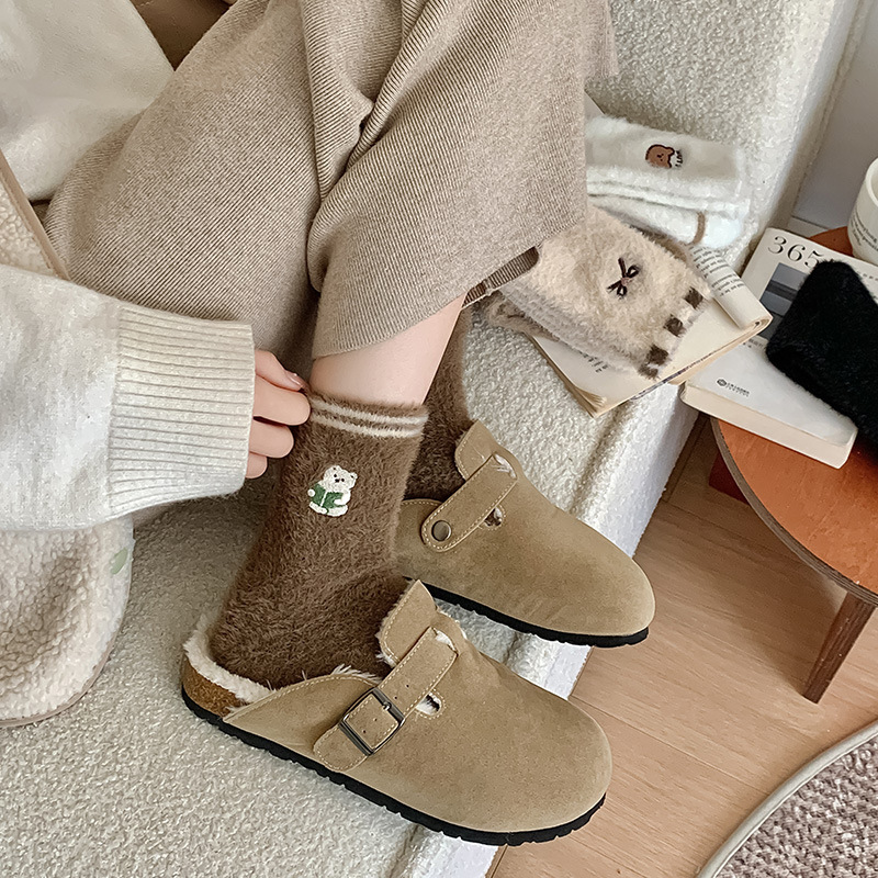 《5465》♾️卡通刺繡小熊保暖襪