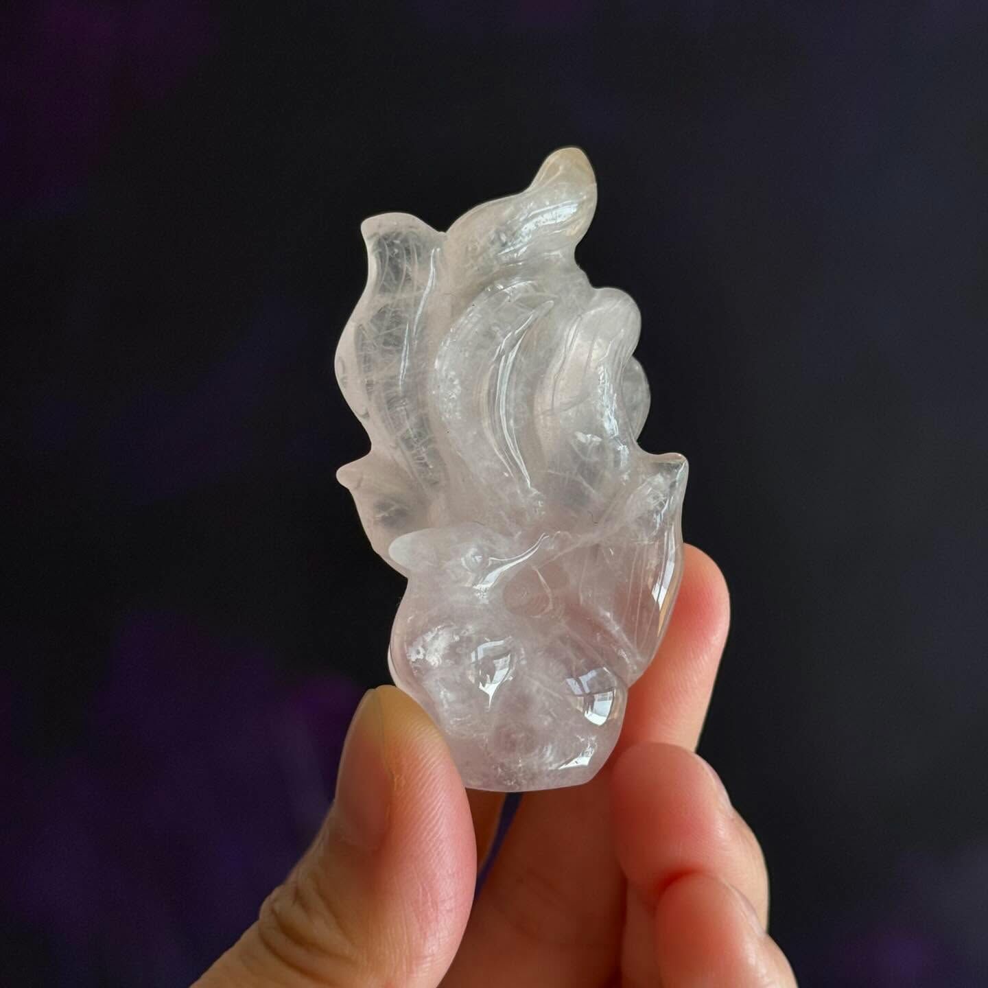 [原石] 粉晶 九尾狐 水晶雕刻件 水晶擺件