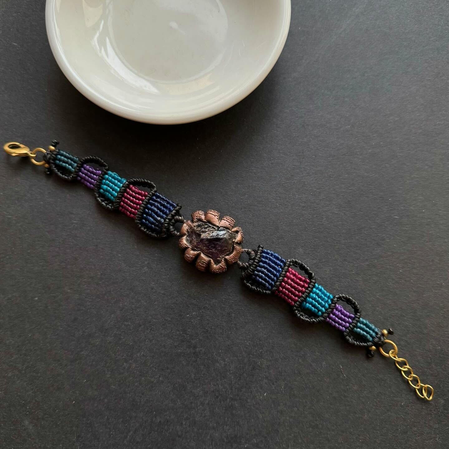 [原石] 紫水晶 蠟線編織手環 設計師原創款