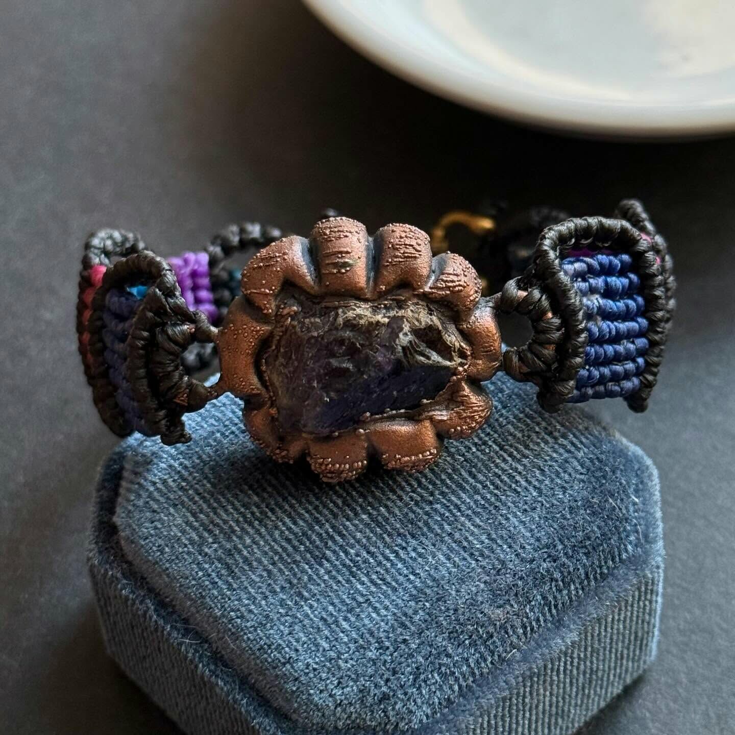 [原石] 紫水晶 蠟線編織手環 設計師原創款