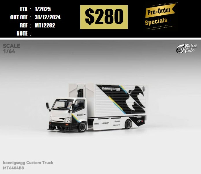 PO-$280 * MICRO TURBO * 1:64 300 SERIES CUSTOM GULL WING TRUCK WHITER KOENIGSEGG [OD29/12]