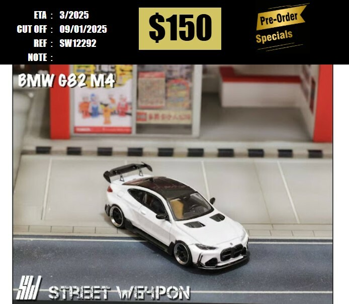 PO-$150 * STREET WEAPON * 1:64 BMW M4 G82 ADRO BODY KIT WHITE [OD29/12]