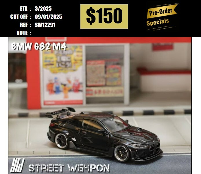 PO-$150 * STREET WEAPON * 1:64 BMW M4 G82 ADRO BODY KIT BLACK [OD29/12]