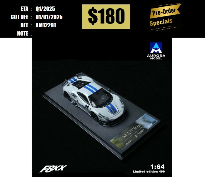 PO-$180 * AURORA MODEL * 1:64 FERRARI F8 TRIBUTO MANSORY CEMENT GREY [OD29/12]