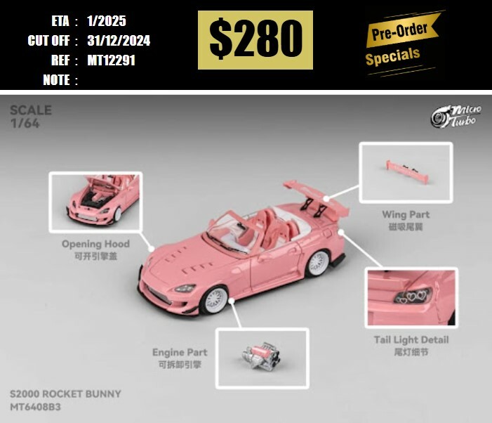 PO-$280 * MICRO TURBO * 1:64 HONDA S2000 PANDEM VALE