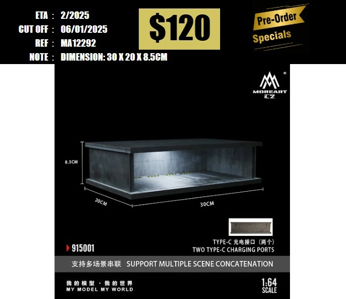 PO-$120 * MOREART * 1:64 DIORAMA - UNDERGROUND PARKING GARAGE SCENE [OD29/12]