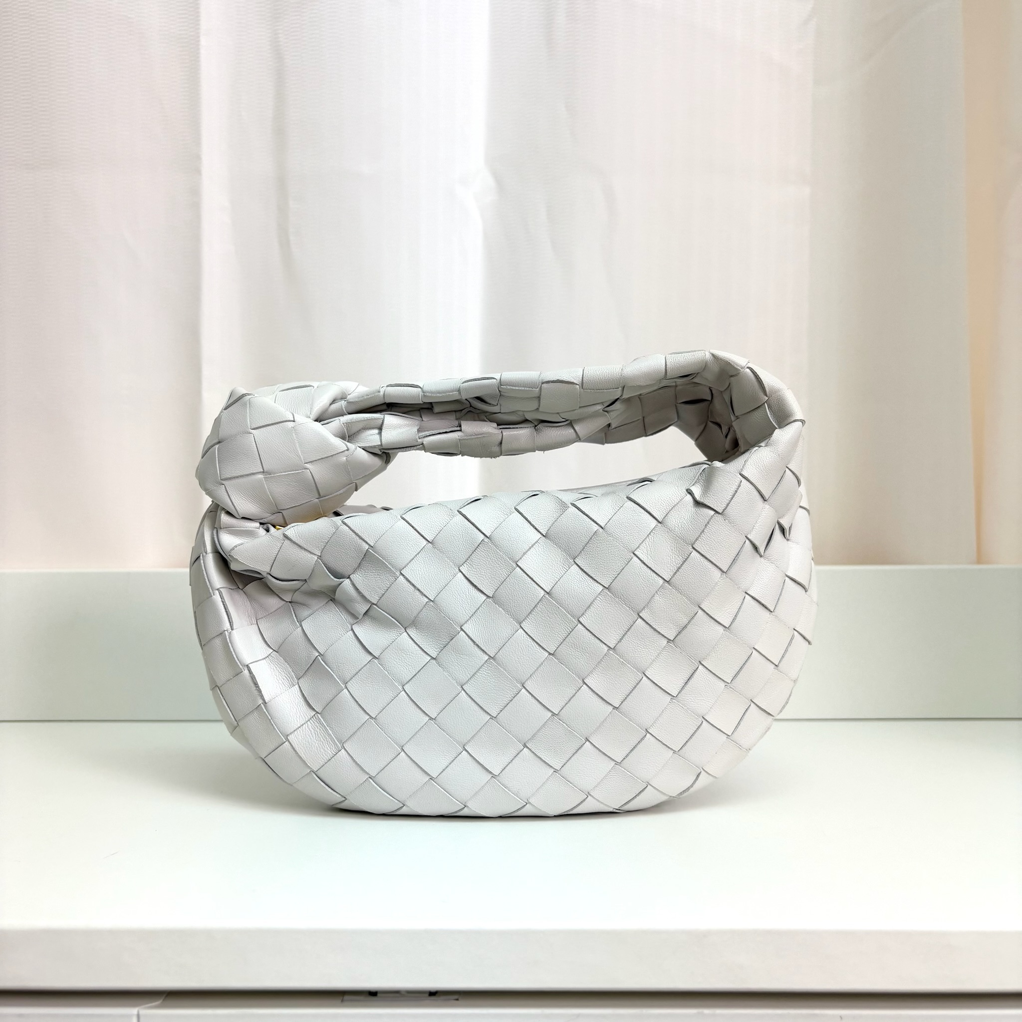 BV Mini Intrecciato Jodie Handbag - Light Grey / Ghw