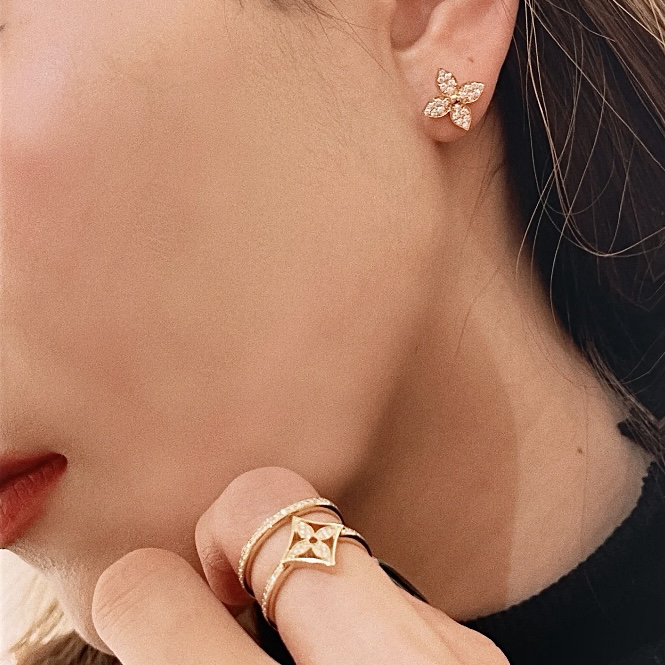 18k經典三款雙層老花”高奢定製鏤空鑽戒