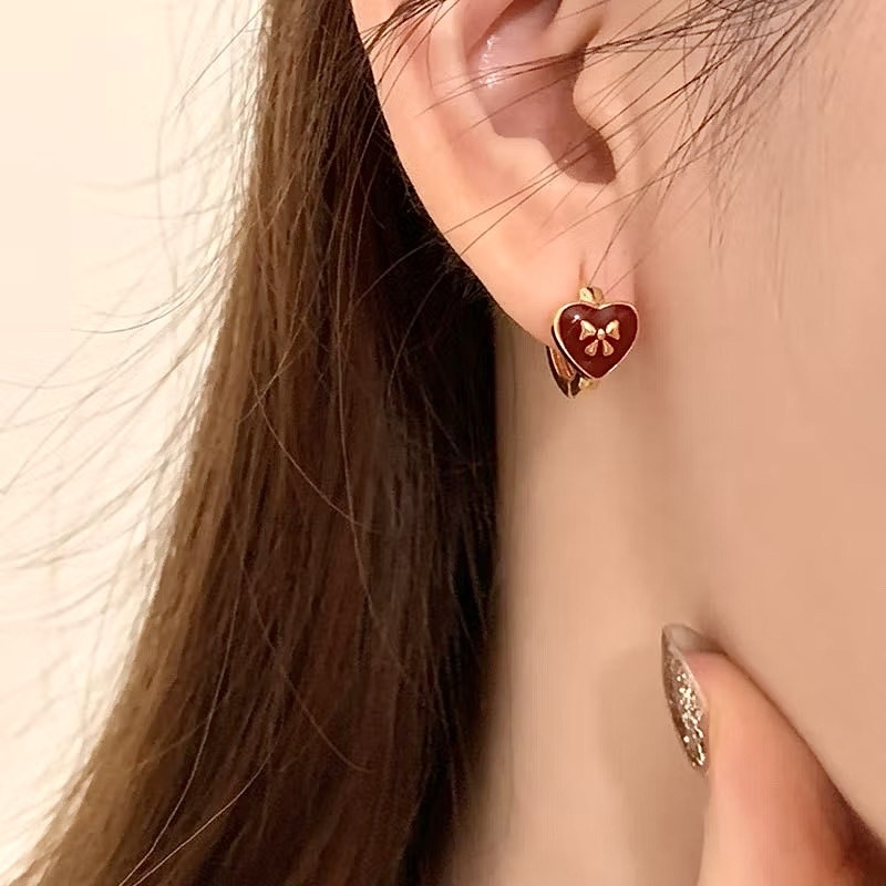 luv愛心蝴蝶結滴釉耳釦釘