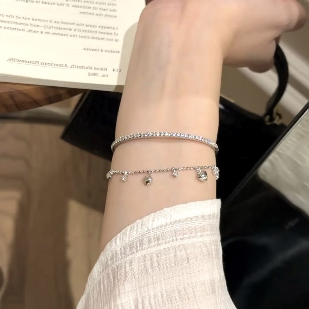 silver輕奢高級小愛心鑽流蘇抽拉式手鍊