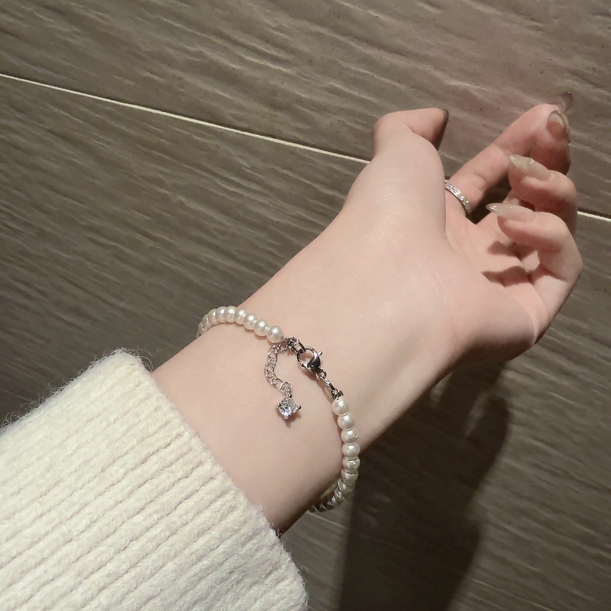 silver白金鑽墜”白雪公主珍珠手鍊