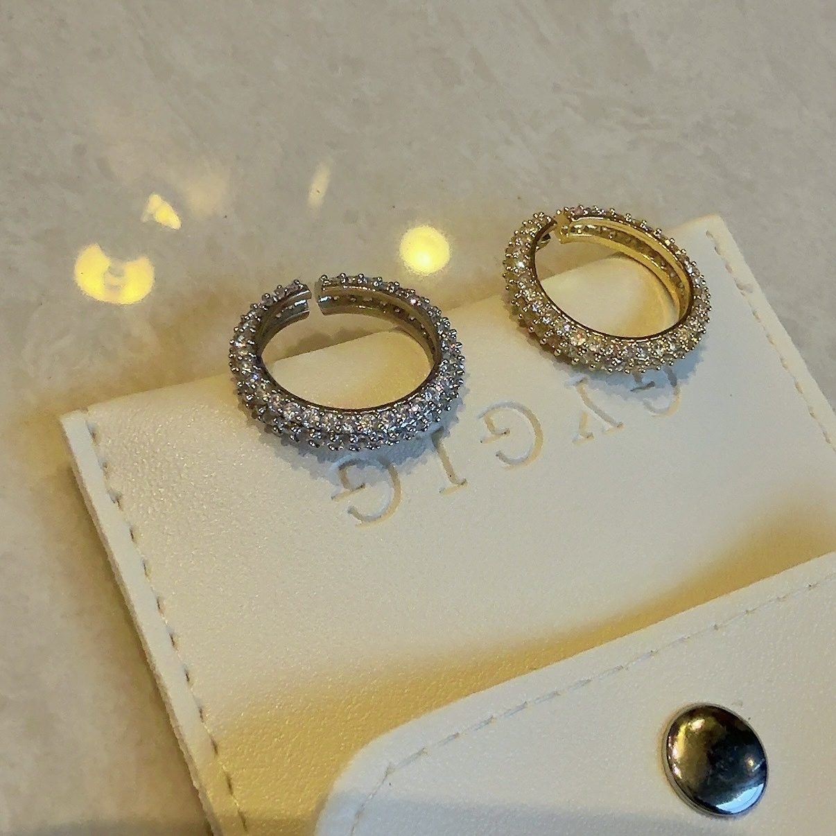 GY alluring18k低奢嵌水鑽開口定製戒