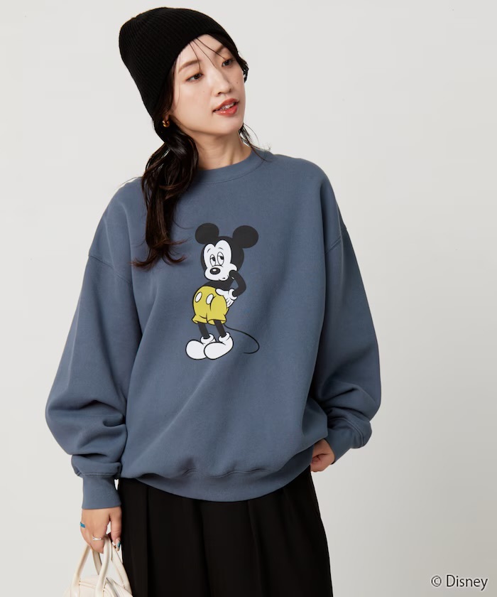 FREAK'S STORE 別注/Mickey Mouse/ミッキーマウス/前後 プリン トvintage 加工 スウェット藍灰（1322248901319）