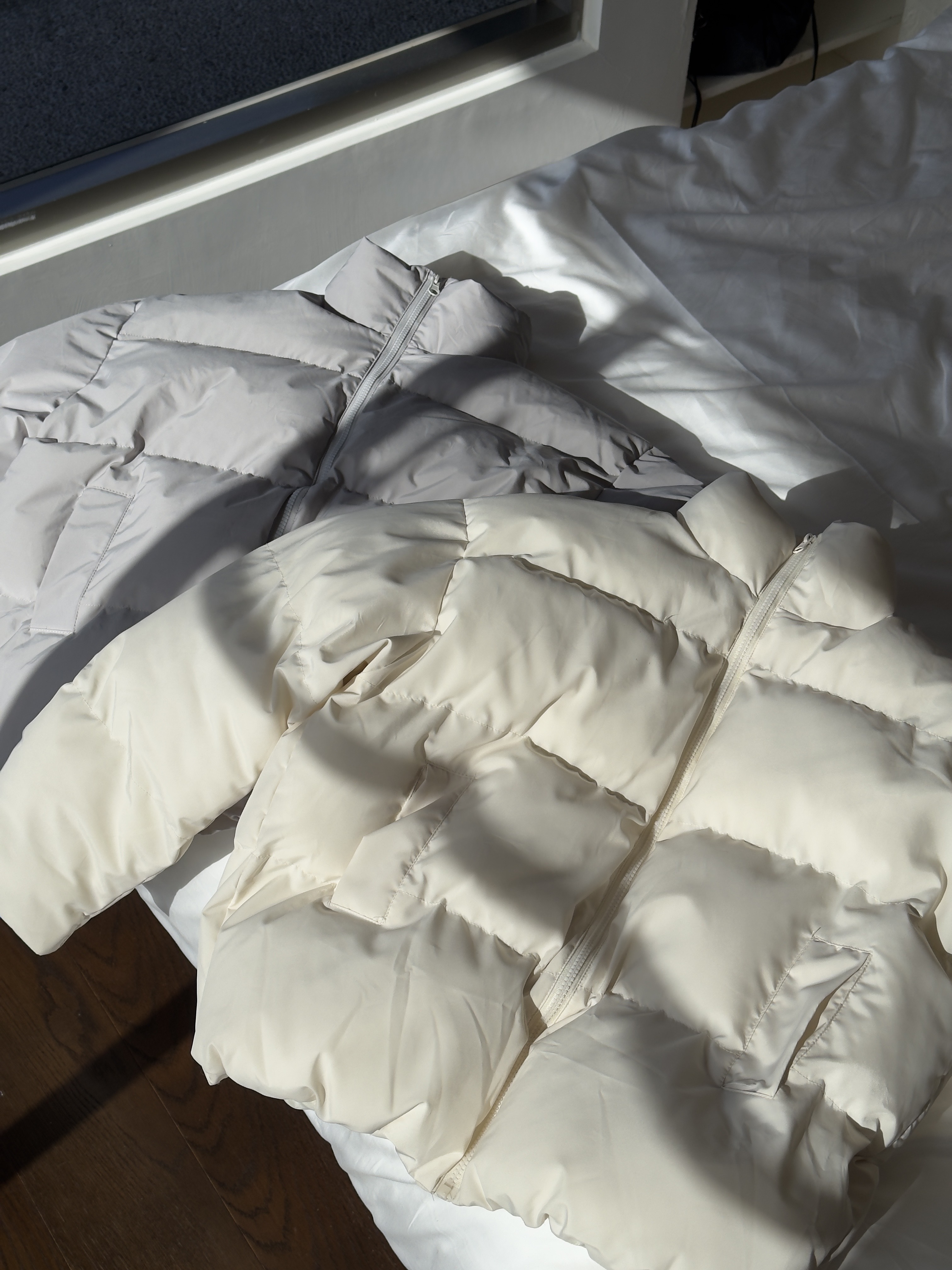 A10保暖短版羽絨棉服（灰/杏）