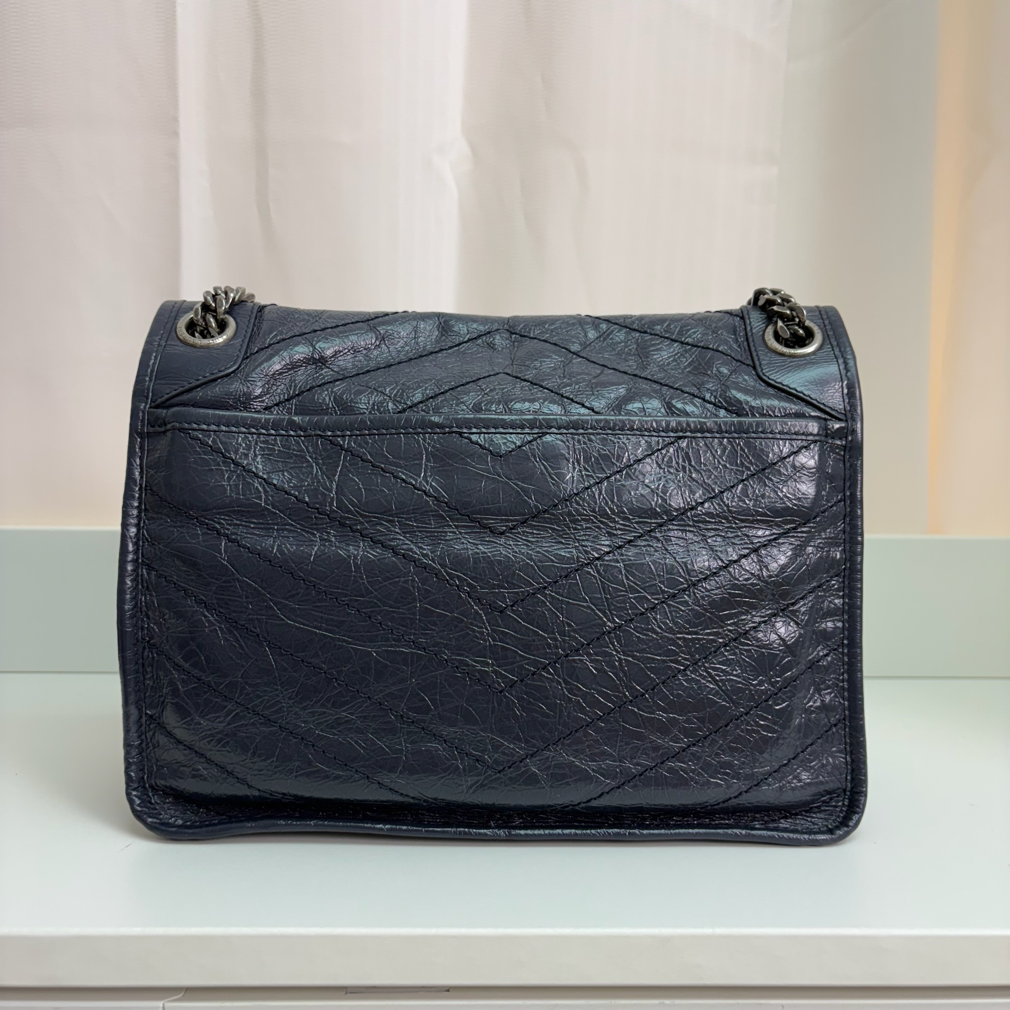 YSL Niki Shoulder Bag - Navy / Shw