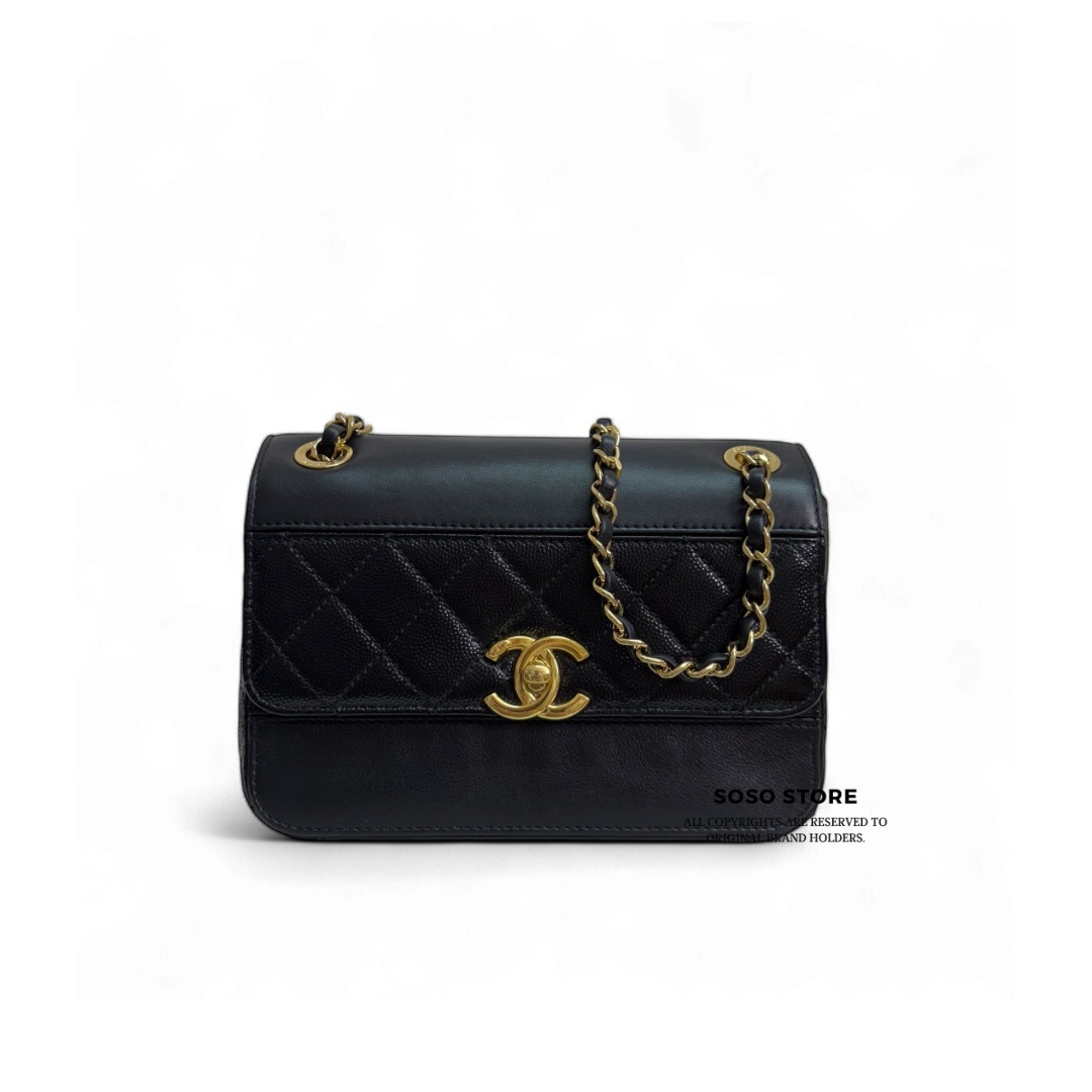 Chanel 19B Mini Flap Bag - Black / Ghw