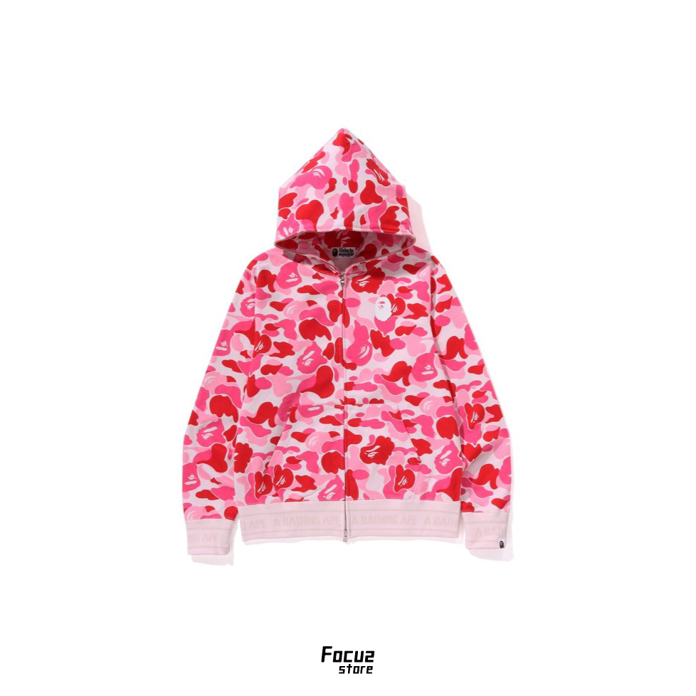 【Focus Store】預購 A Bathing Ape Abc Camo Logo Rib Full Zip Hoodie "Carmine Rose" 粉迷彩 拉鍊外套
