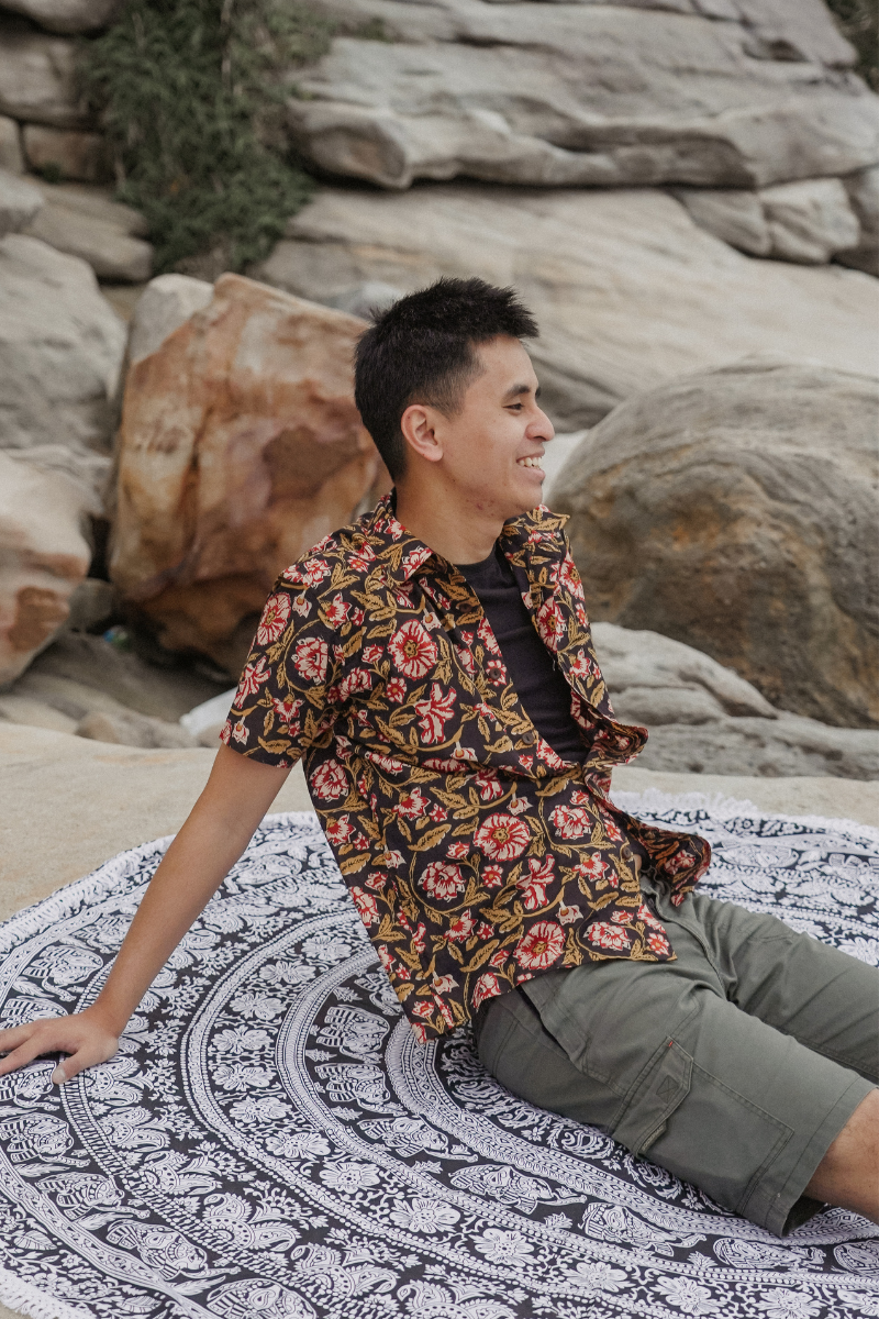 印度蓋染工藝親膚純棉 襯衫 - 扶桑花