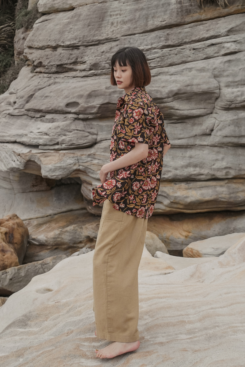 印度蓋染工藝親膚純棉 襯衫 - 扶桑花