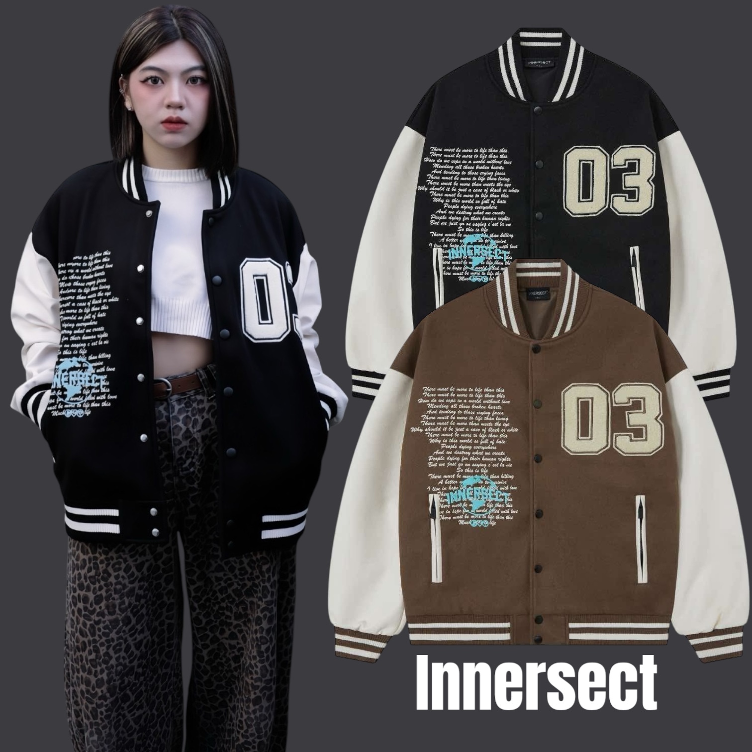 Innersect 24fw 重磅 刺繡 地球 貼布 棒球外套 三生萬物 inn24fwtjk147