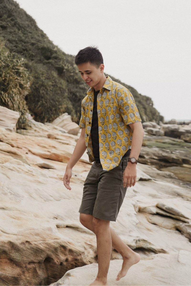 印度蓋染工藝親膚純棉 襯衫 - 蒲公英