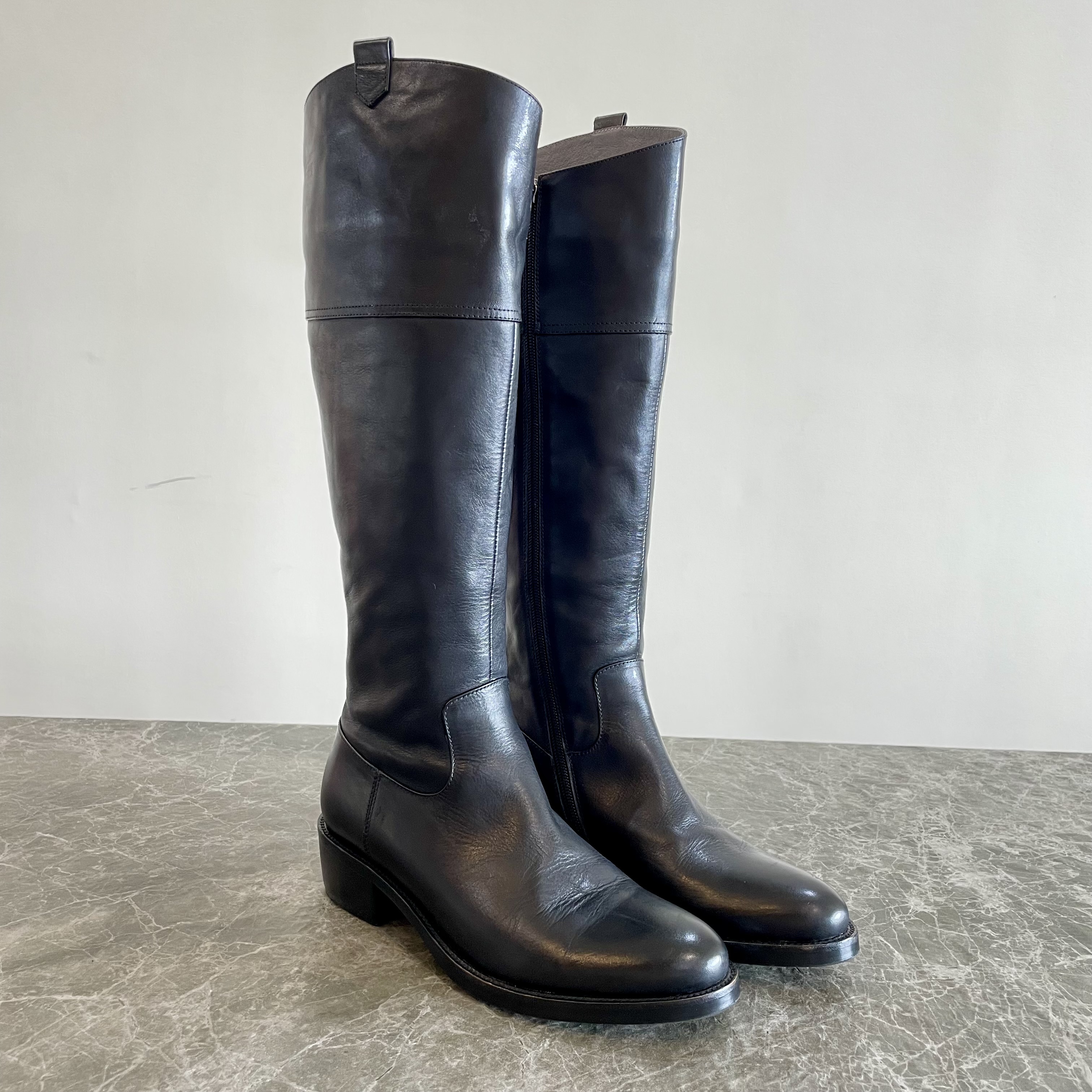 【浪漫整個冬季】真皮小木跟柔軟打蠟小牛皮及膝長靴