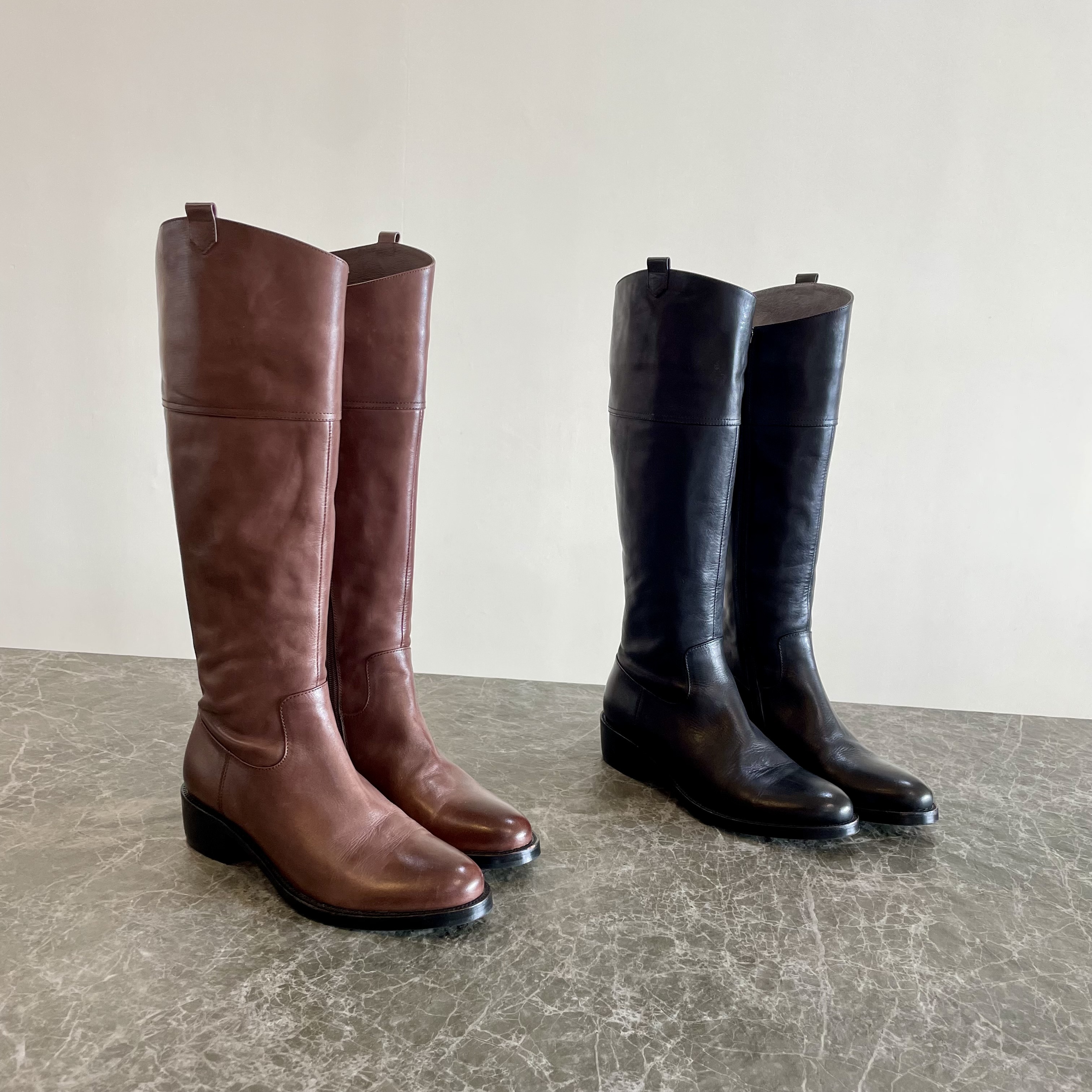 【浪漫整個冬季】真皮小木跟柔軟打蠟小牛皮及膝長靴