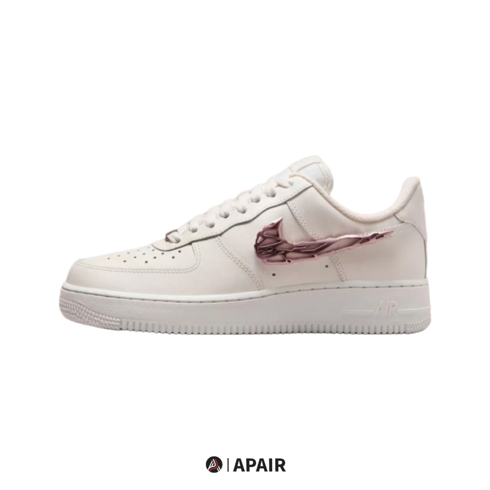 【APAIR】現貨 情人節優惠 Nike Air Force 1 Low "Liquid metal Swoosh" 白F 金屬 溶解 液態銀 粉色 玫瑰金 女款 IF1686-161