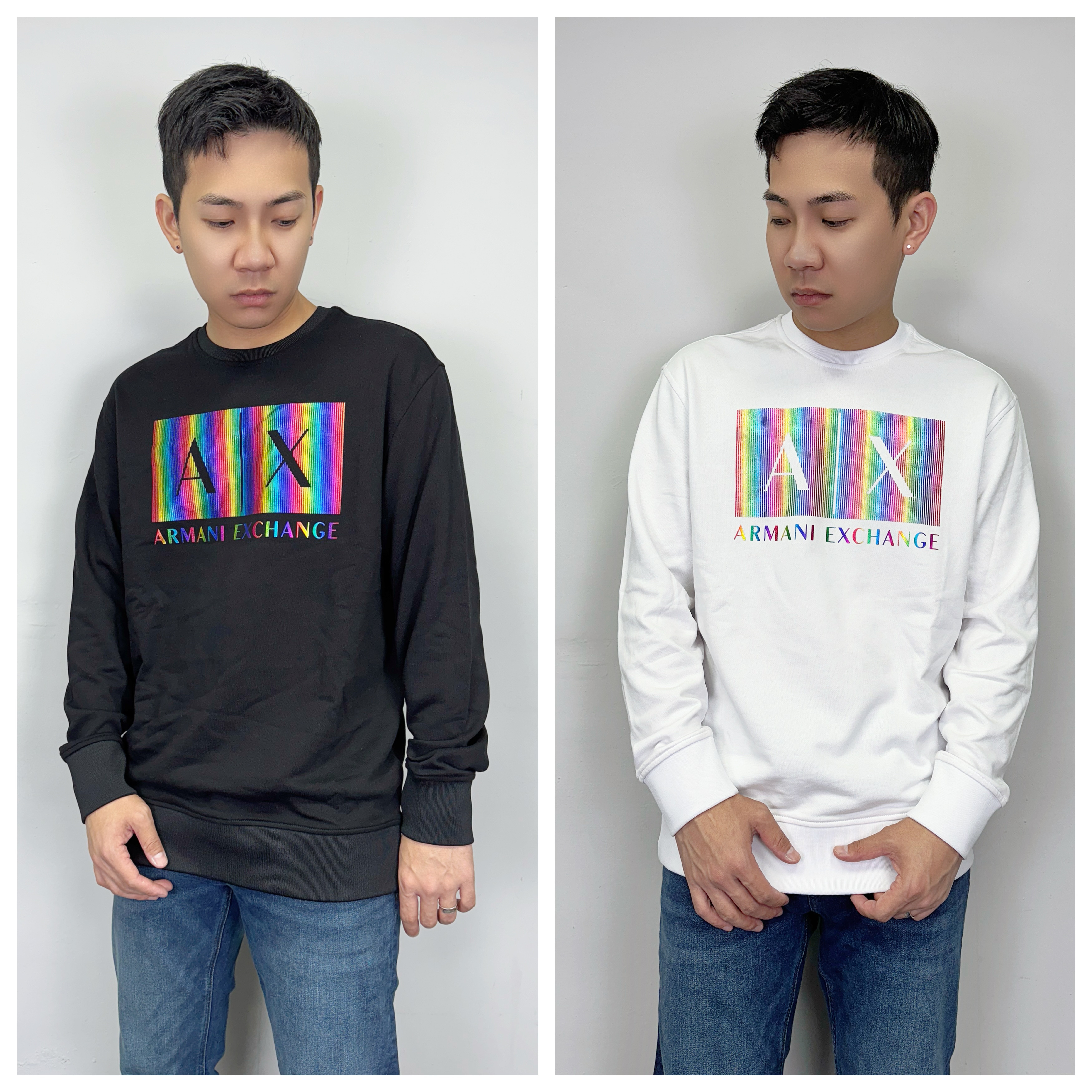 Armani Exchange AX 彩虹方塊字母 大學T 長袖上衣