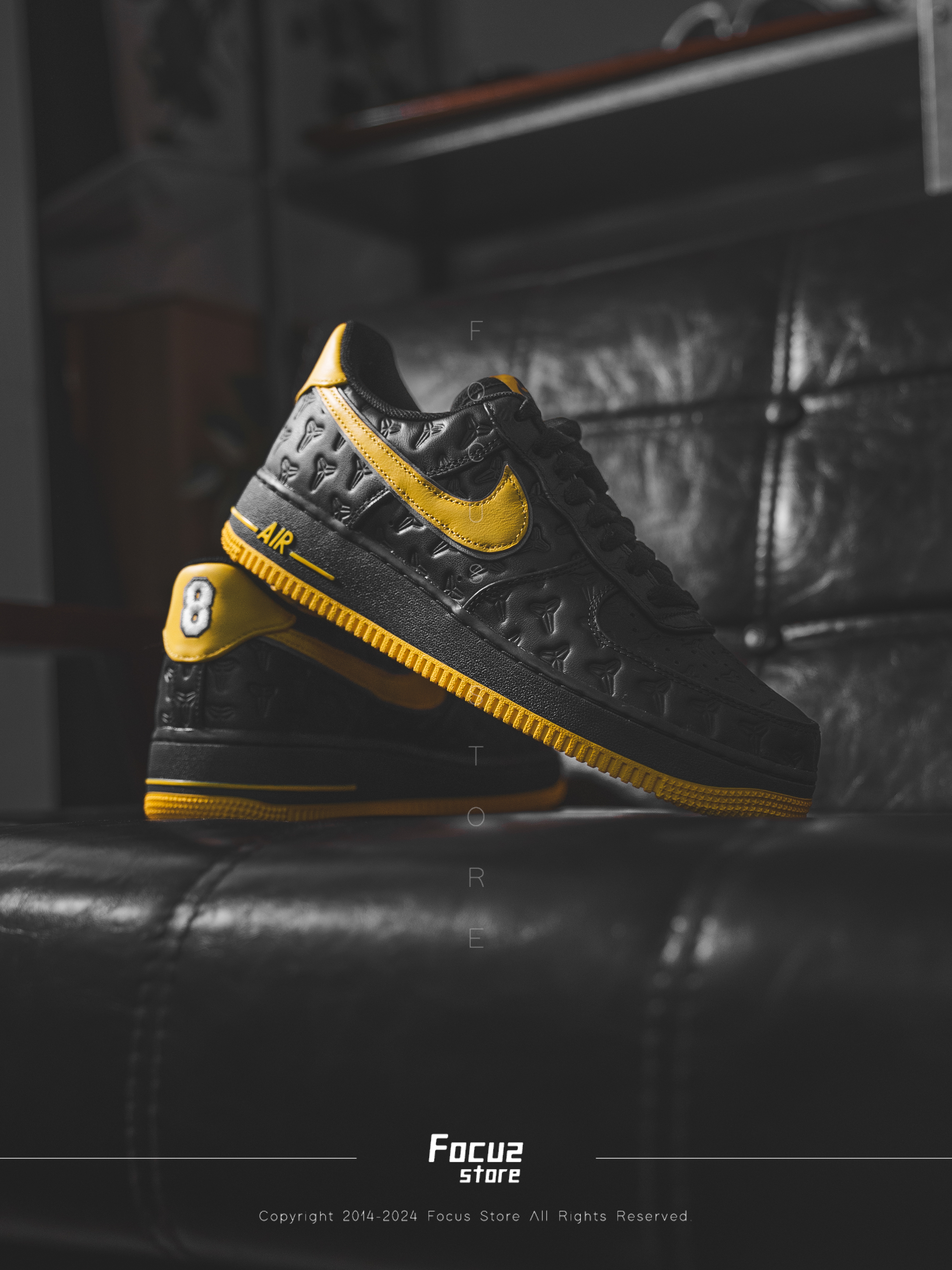 【Focus Store】預購 Kobe Bryant x Nike Air Force 1 Low "Lakers Away" 黑黃 滿版Logo HV5122-001