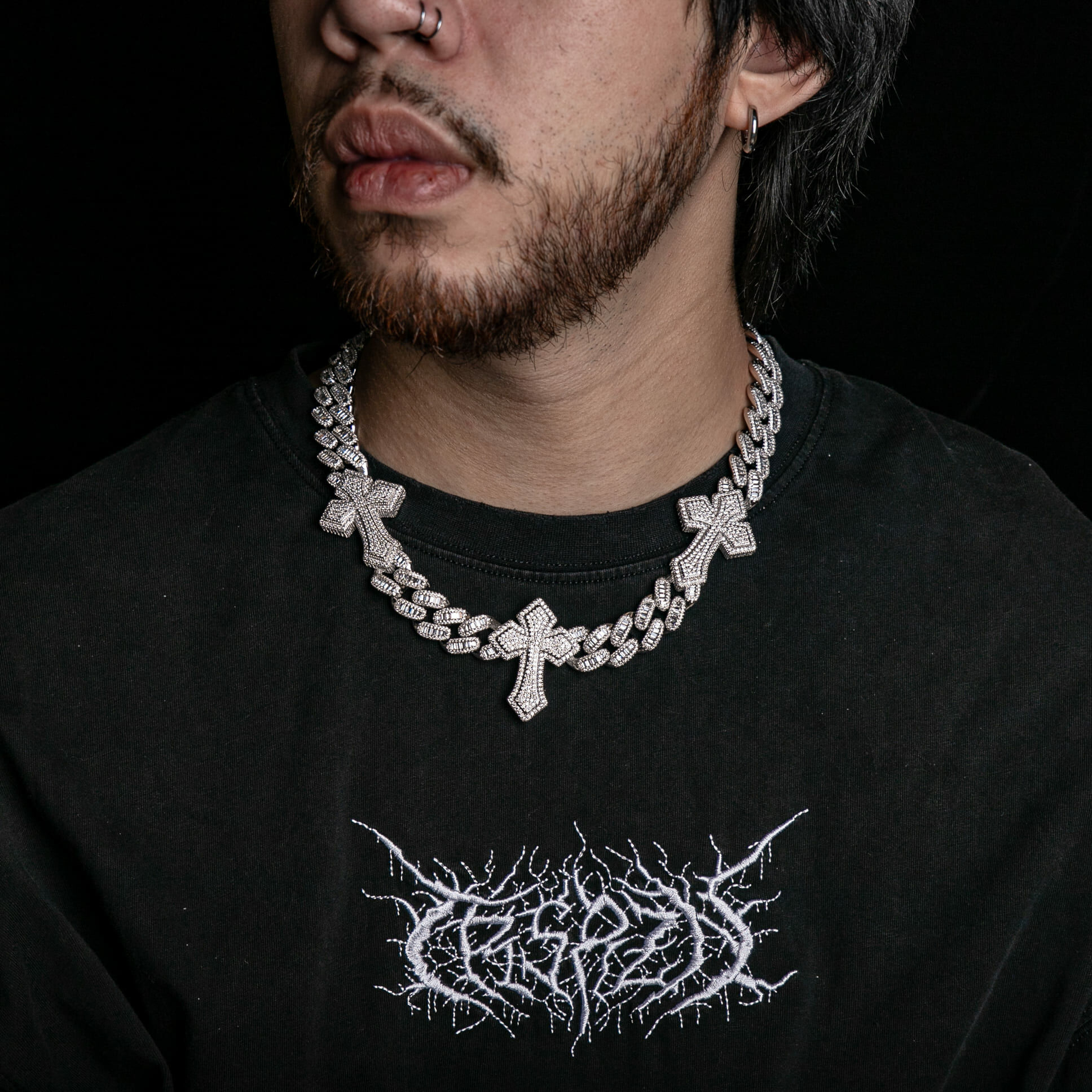 15mmT方混鑲邁阿密十字架古巴項鍊