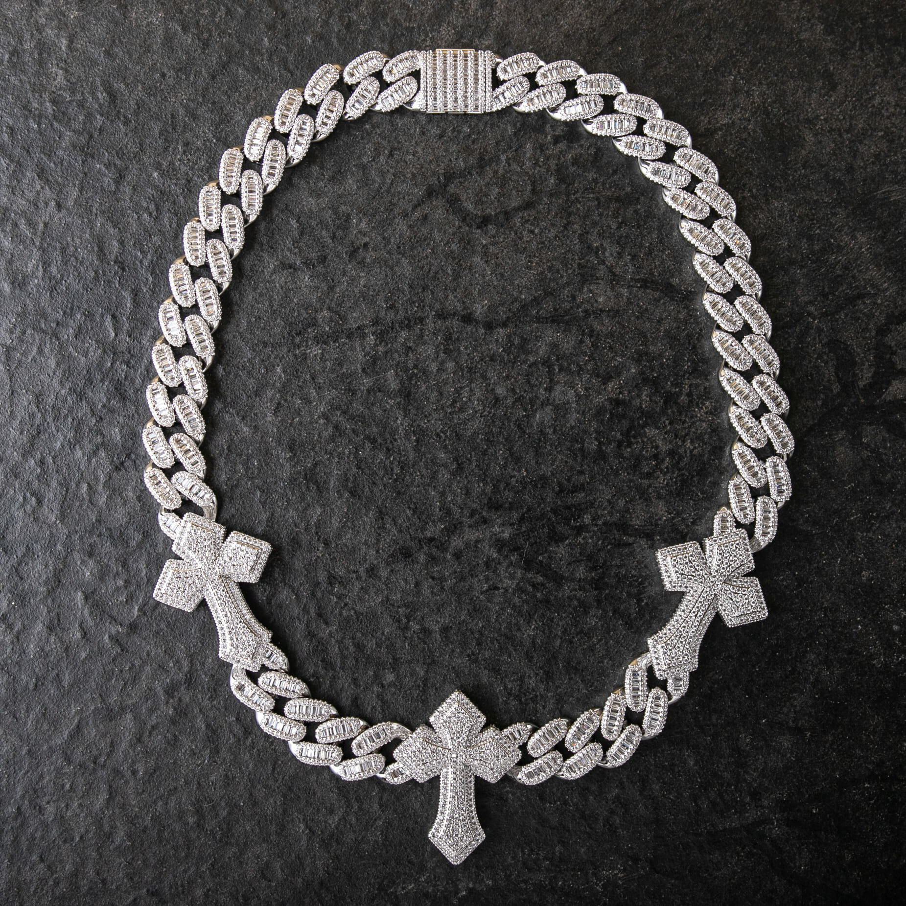 15mmT方混鑲邁阿密十字架古巴項鍊