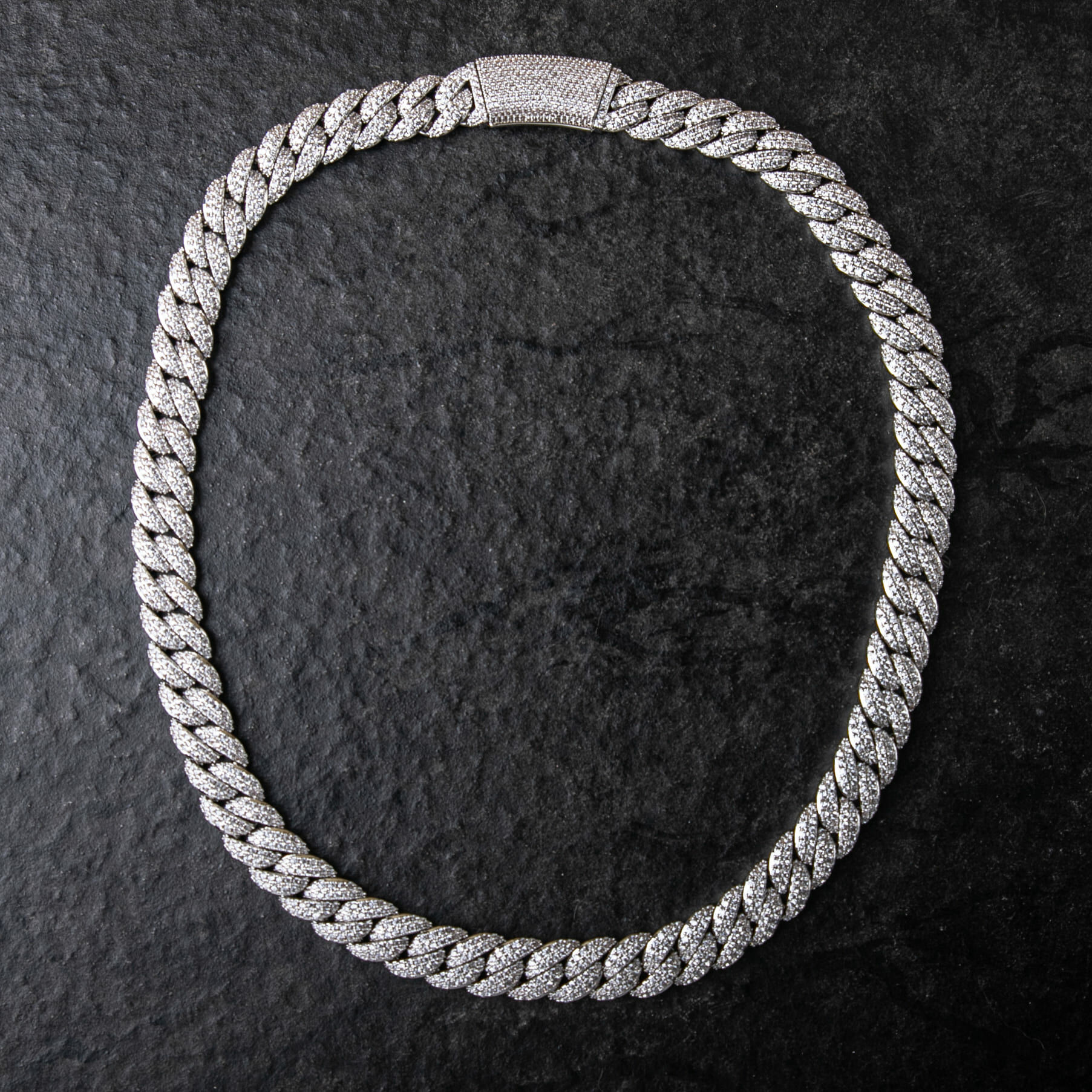 13mm滿鑲泡泡菱形古巴項鍊