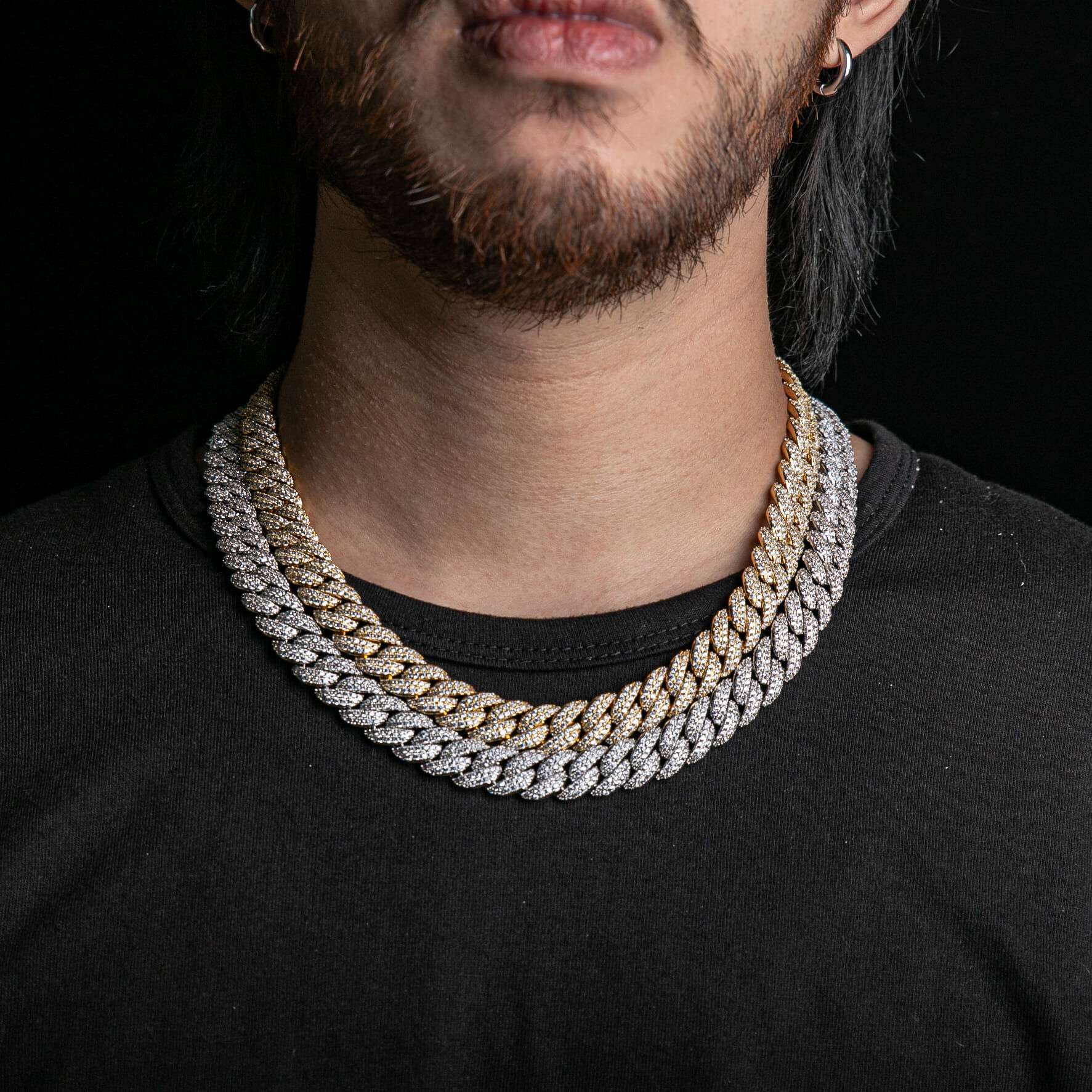 13mm滿鑲泡泡菱形古巴項鍊