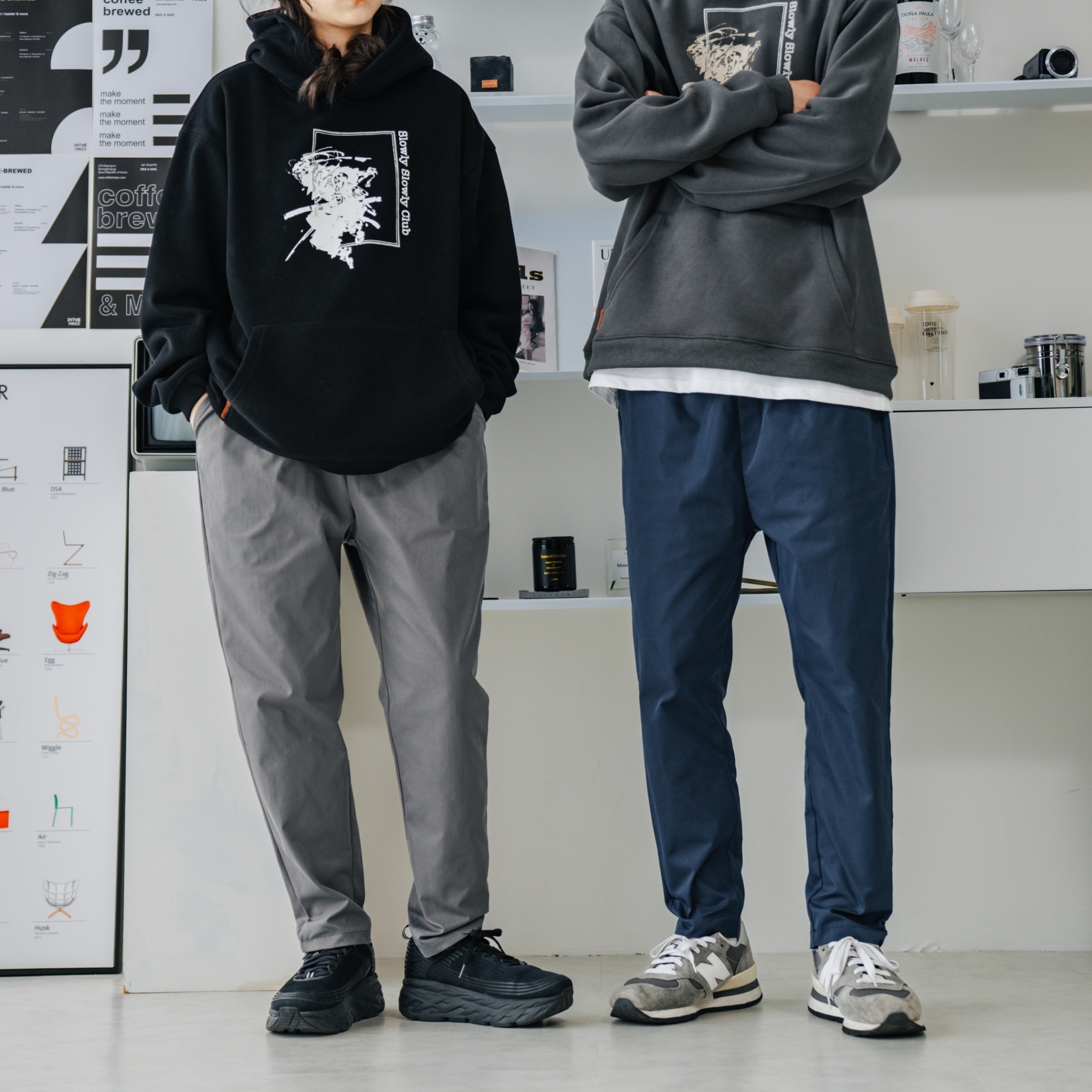 SBG 微彈寬鬆工裝素面長褲 0937