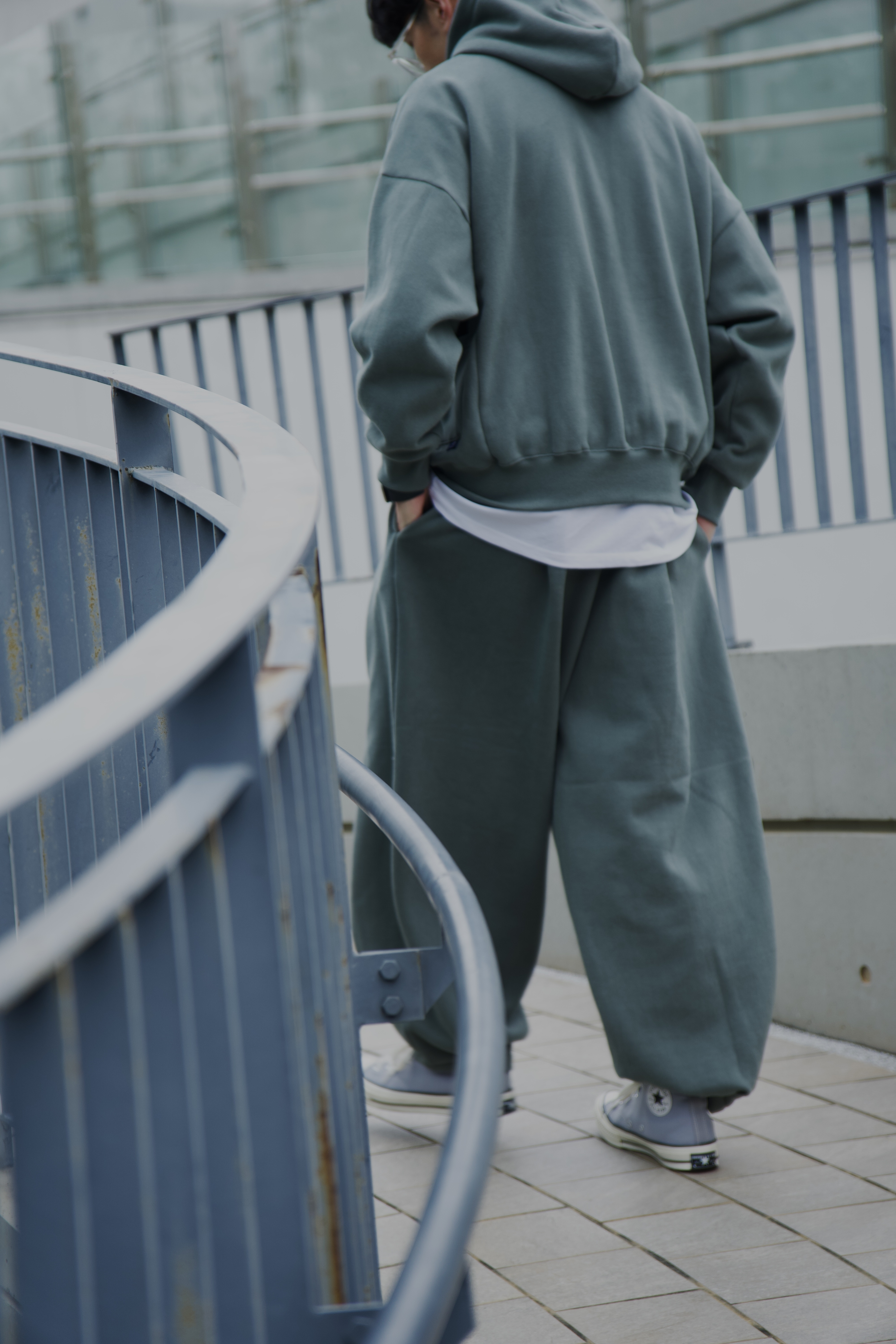 厚磅鋪棉寬鬆 帽T套裝（下身）5color