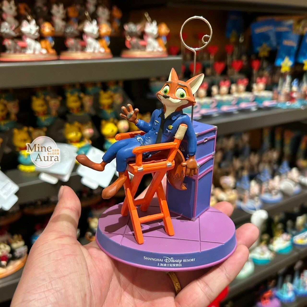 胡尼克 Nick 坐高腳椅打招呼 造型 相片夾 擺飾品 動物方城市 Zootopia -上海迪士尼樂園