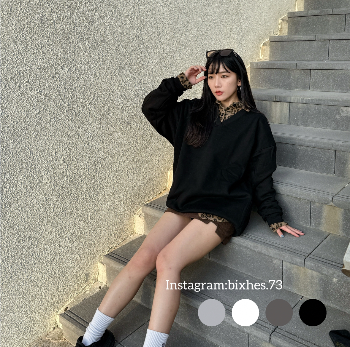 V領素面刷毛大學T(B00105)