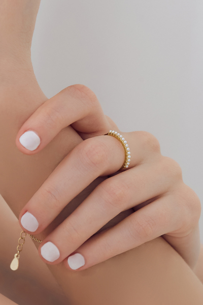 細緻小珍珠排列可調式戒指