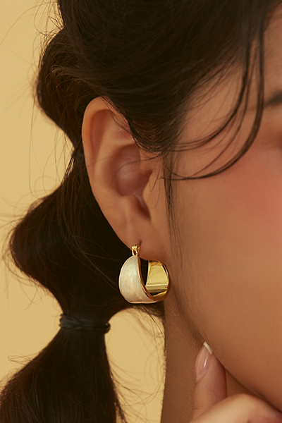 法式畫釉。針式耳環