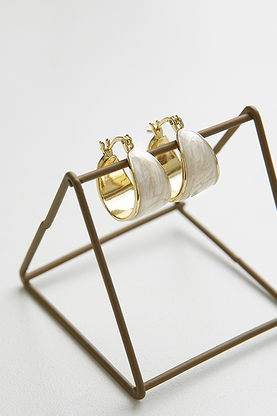 法式畫釉。針式耳環