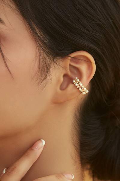 珍珠閃耀交疊感耳骨夾(單支)