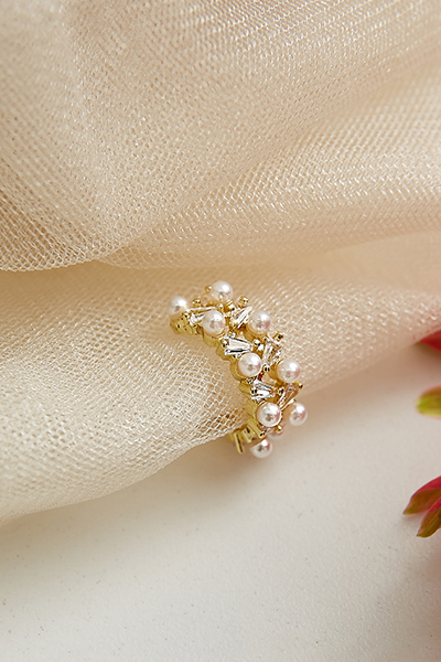 珍珠閃耀交疊感耳骨夾(單支)