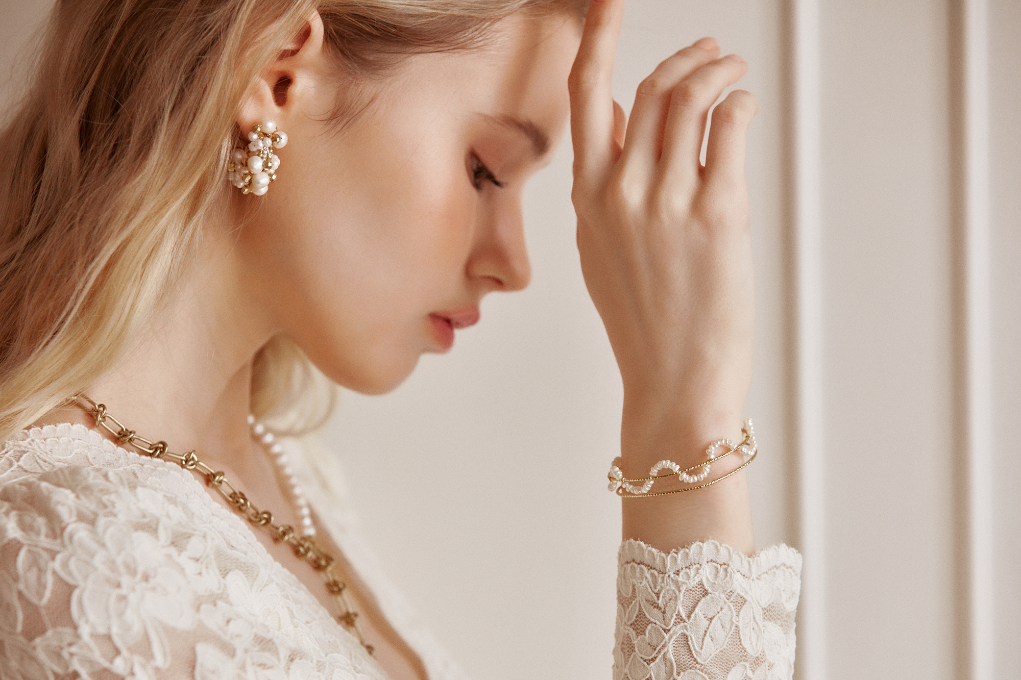 黃銅飾品,手環,飾品,黃銅,鋯石,天然珍珠,氣質,仙女,鍍18k金,18kgp